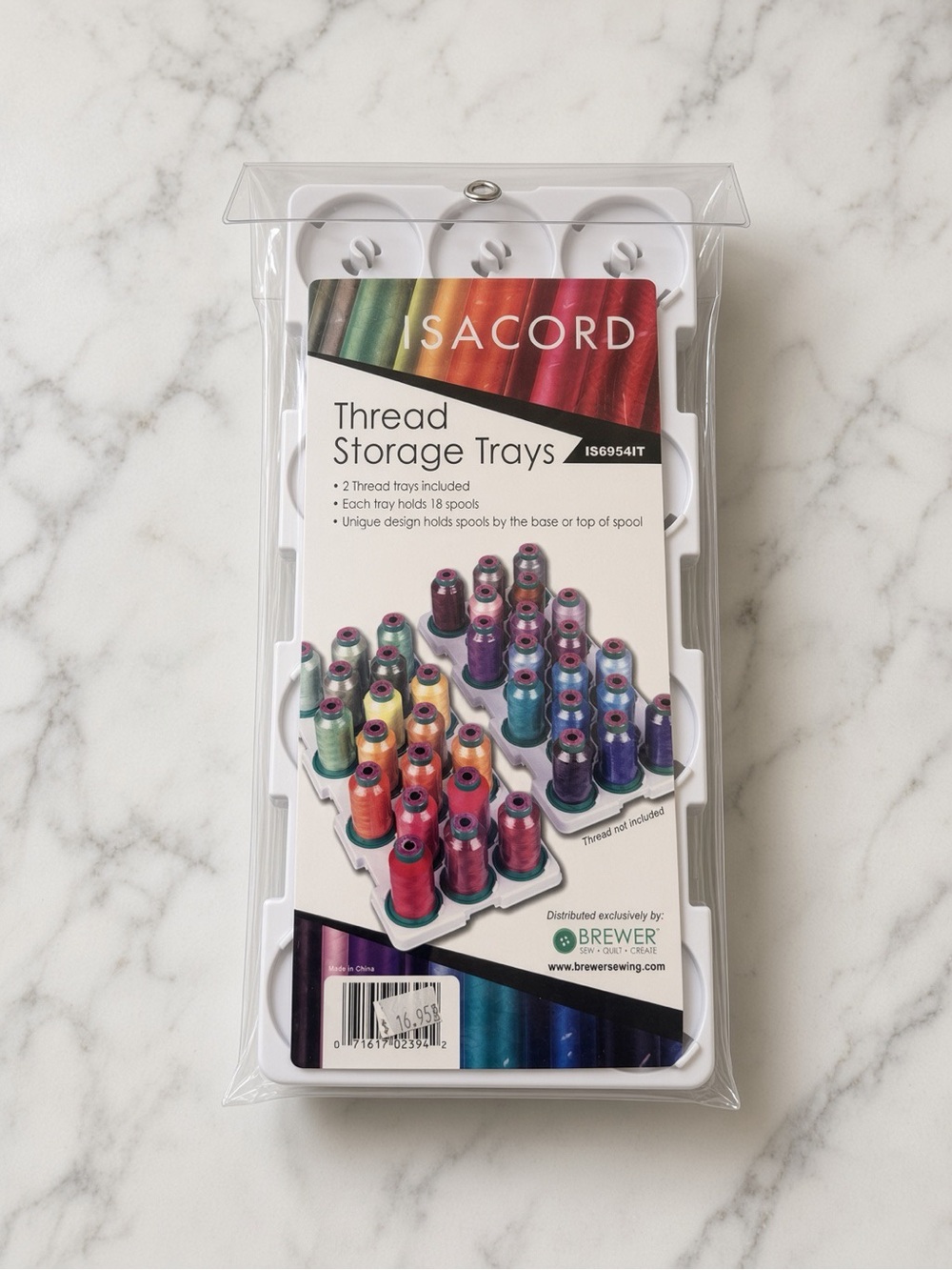 Isacord Thread Storage 2 Trays IS6954IT Holds 36 Spools Embroidery Organizer